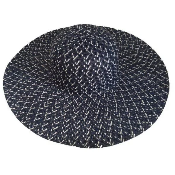 Navy Blue and Tan Summer Straw Hat - Picture 2 of 2